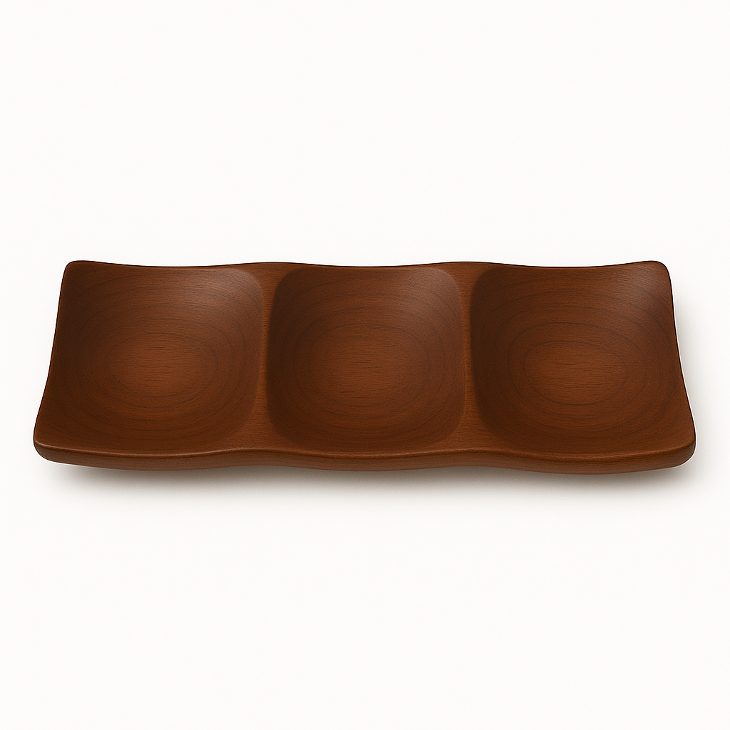Wooden Plate 3 Compartments