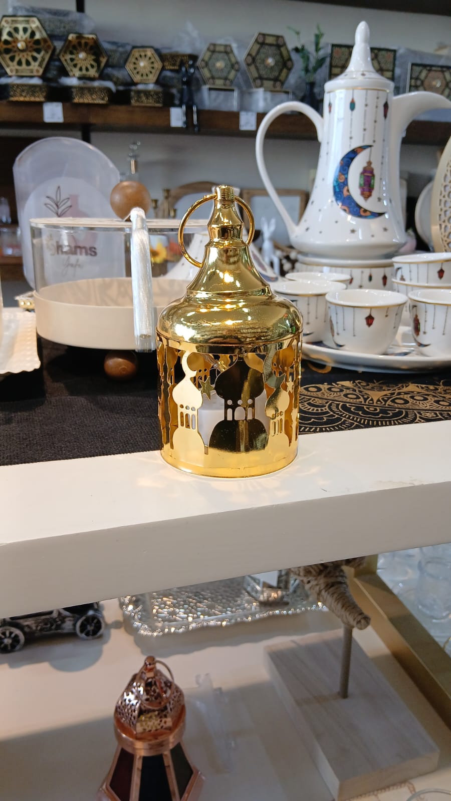 Gold & Red Ramadan Fanoos Lantern