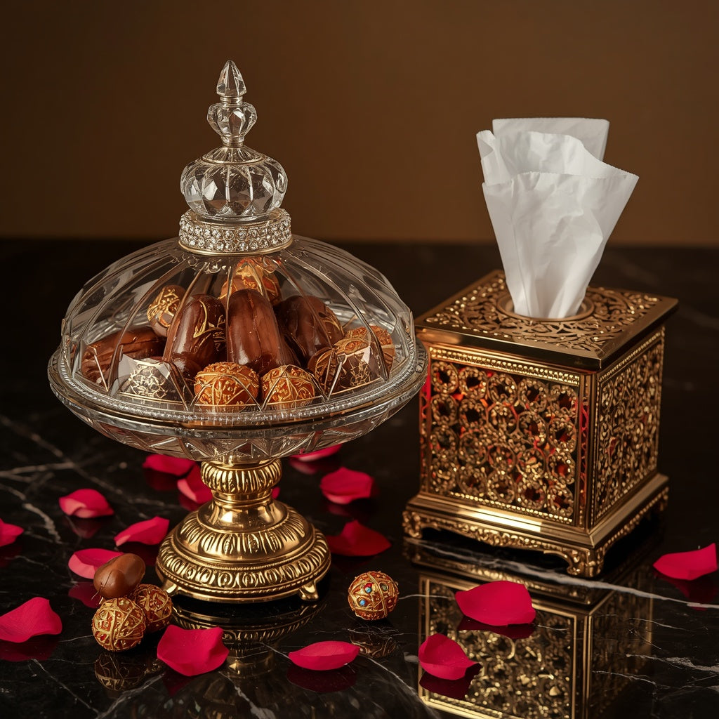 مضايف للحلويات وعلب المناديل الورقية