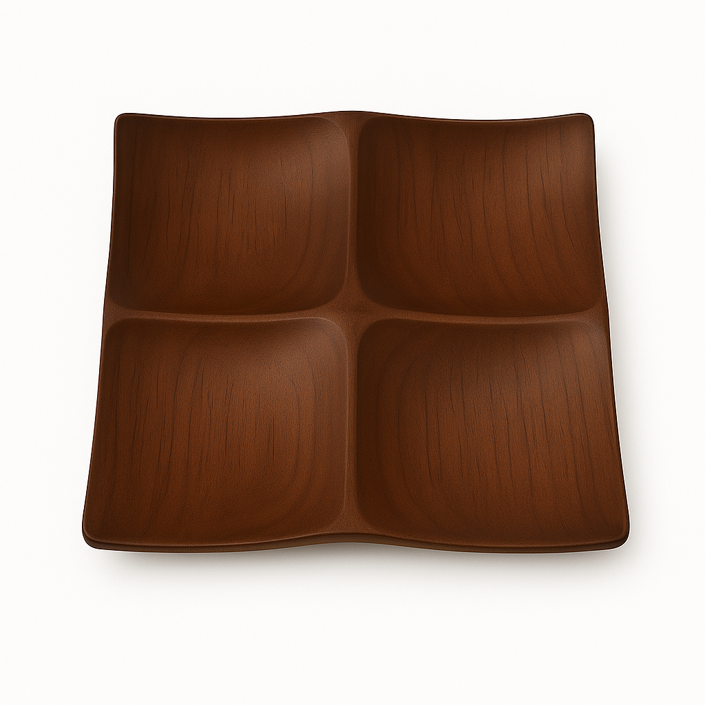 Wooden Plate 4 Compartments