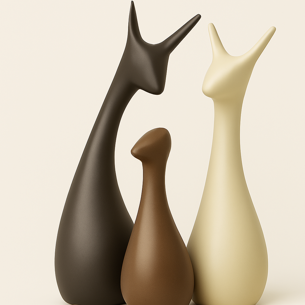 3 Pcs Ceramic Deer Statue Decor