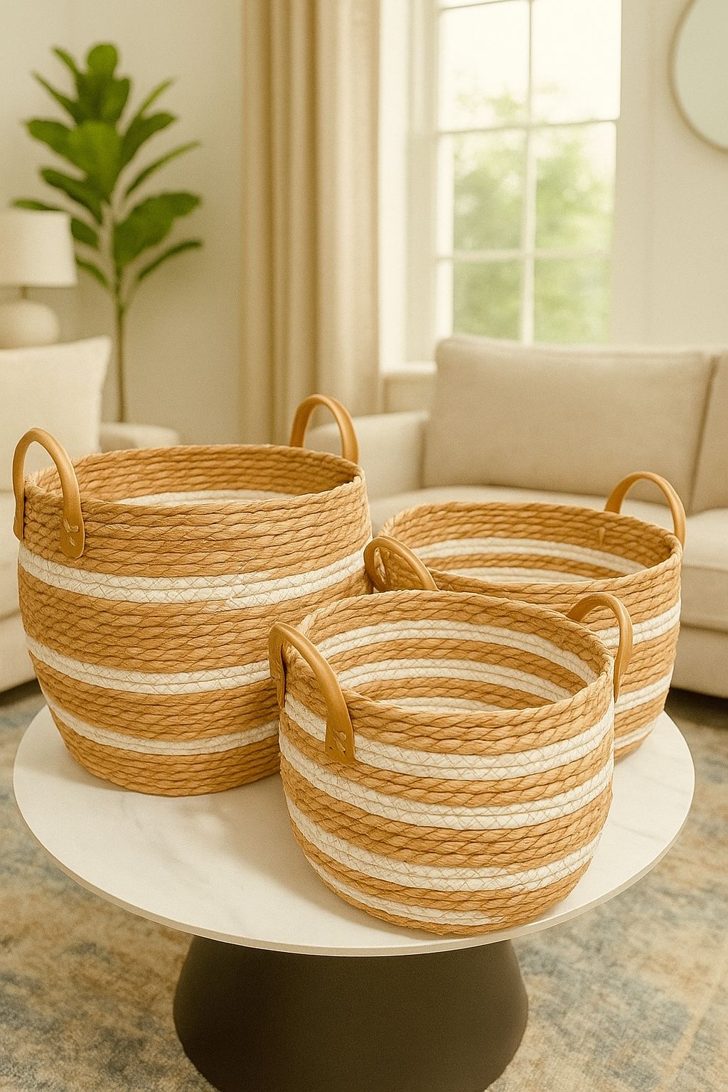 Straw Basket - For Decor or Plants
