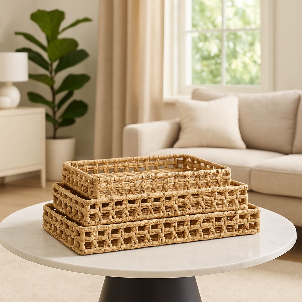 Handwoven Straw Serving Tray