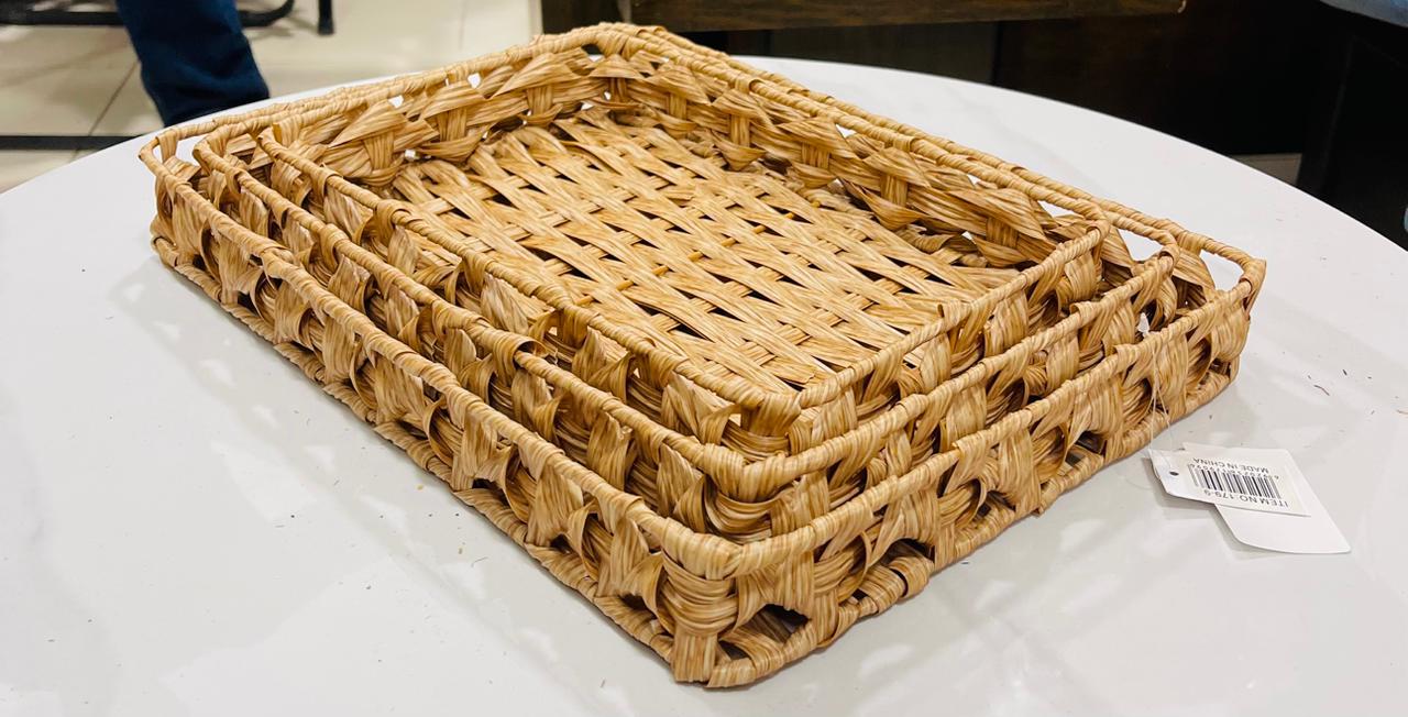 Handwoven Straw Serving Tray