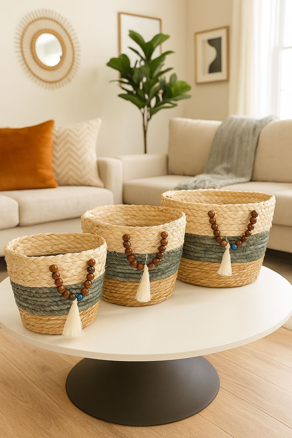 Straw Basket - For Decor or Plants